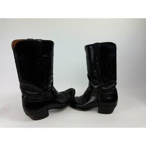 Vintage Cowboy Boots Lucchese L6809.24 Black Leather Roper Mens Size 9 EE